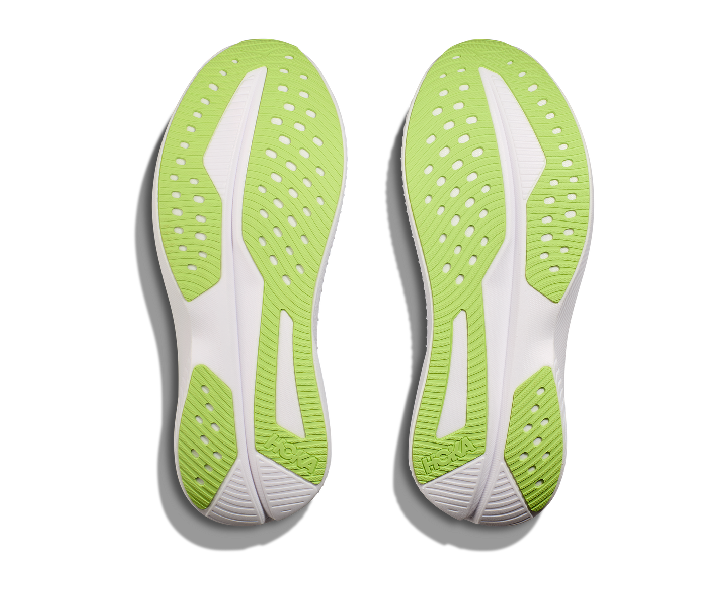 Hoka M Mach 6 ECC - En snabb löparsko med skön dämpning. Blå/Vitt med gröna detaljer.