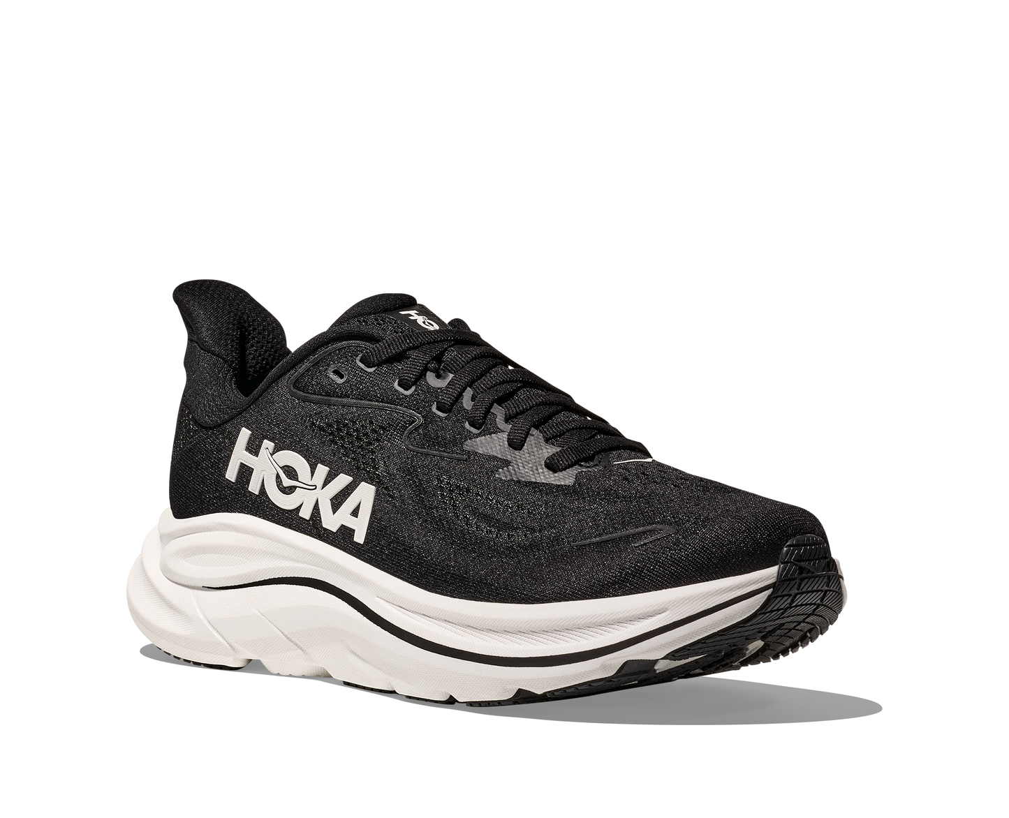 Hoka Clifton 10 Wide modell dam. Stilren svart och vit färg.