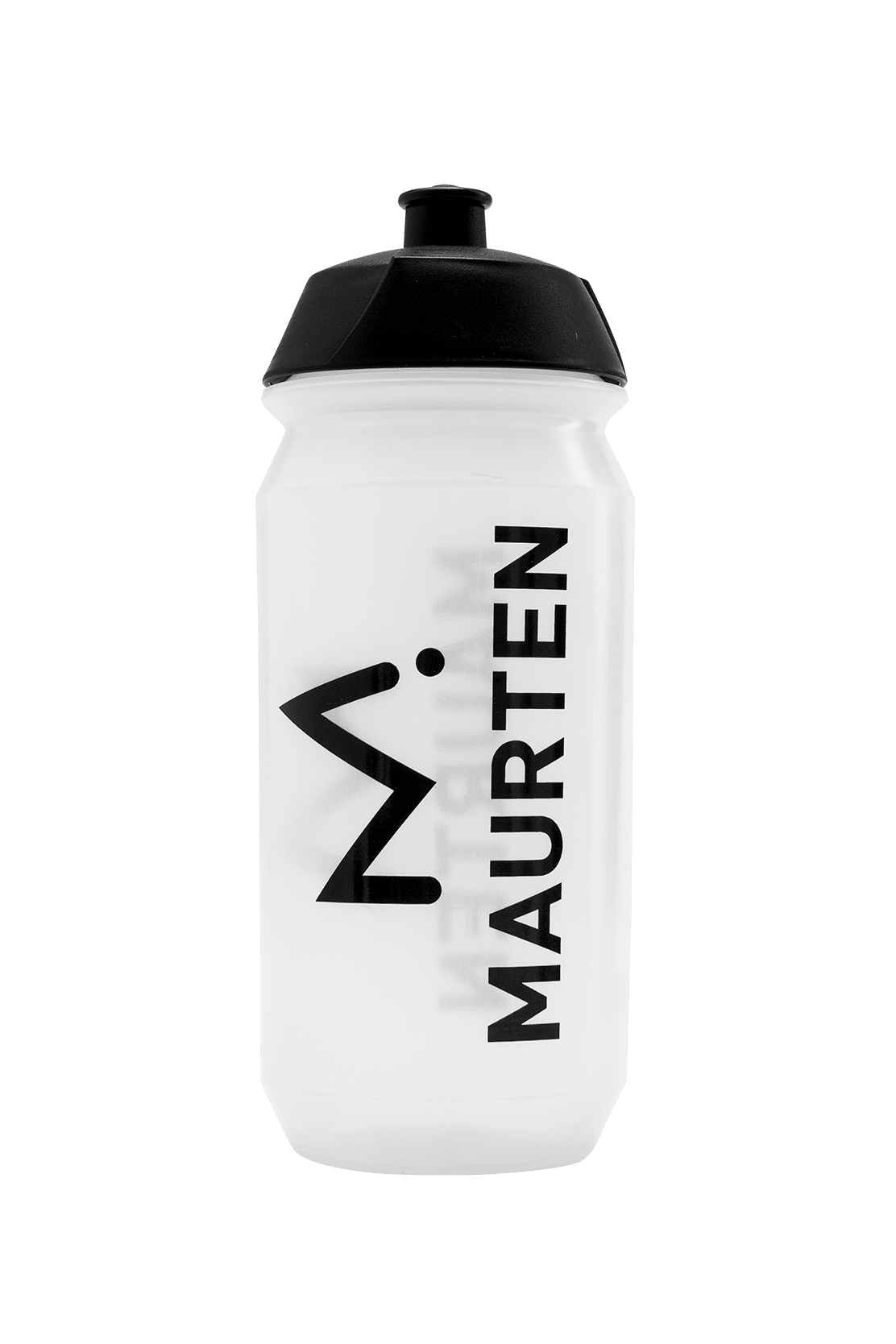 Vattenflaska som håller 500ml. Maurten text och logo på flaskan.