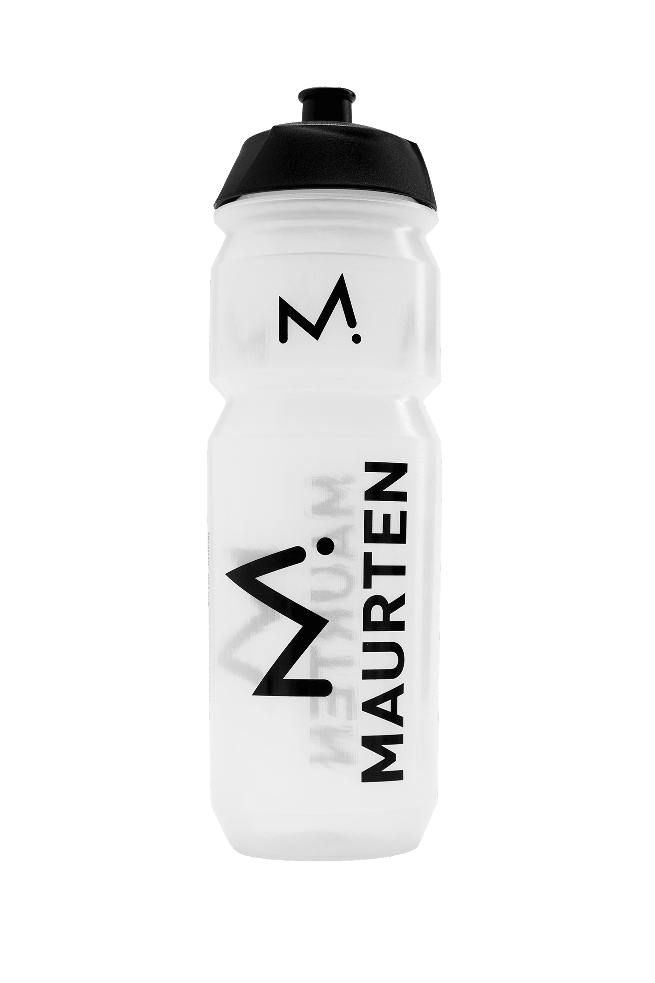 Vattenflaska som håller 750ml. Maurten text och logo på flaskan.
