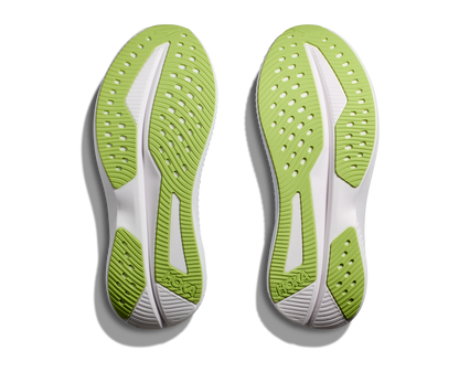 Hoka W Mach 6 (CSSW) - En snabb löparsko med skön dämpning. Blå/Vitt färg med lila och gröna detaljer. 