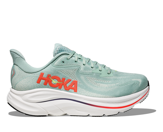 Hoka M Clifton 10 Wide Sage / Neon Flame