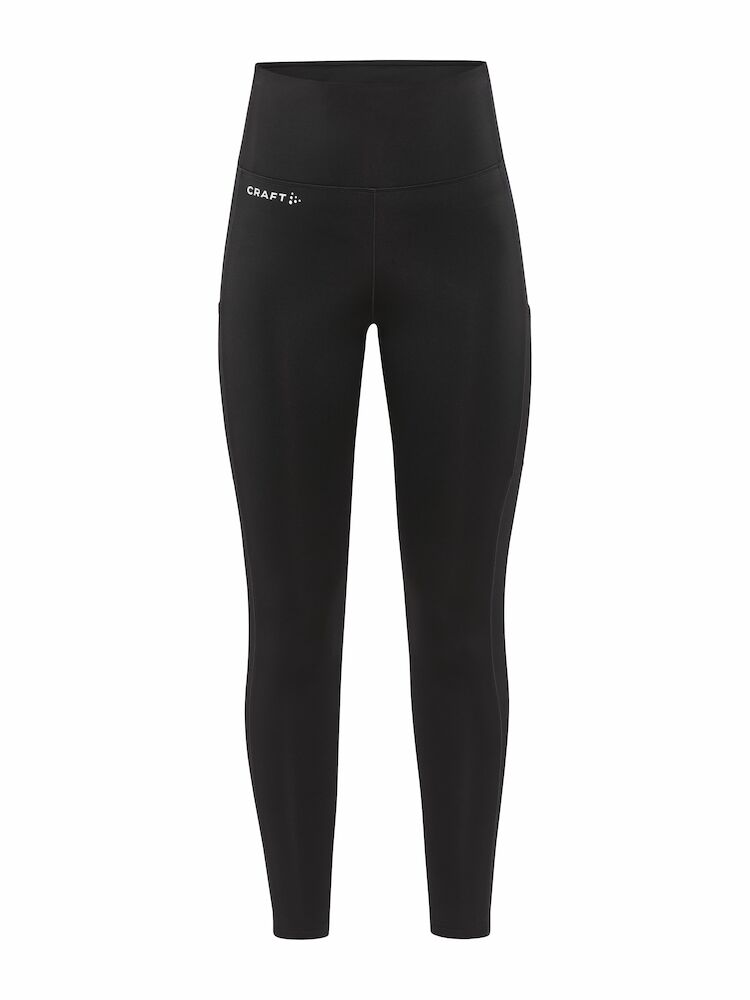 Craft ADV Essence High Waist Warm Tights. Svarta tights i dammodell med bred resår i midjan. Två stora ytterfickor på benen samt nyckelficka i midjan.