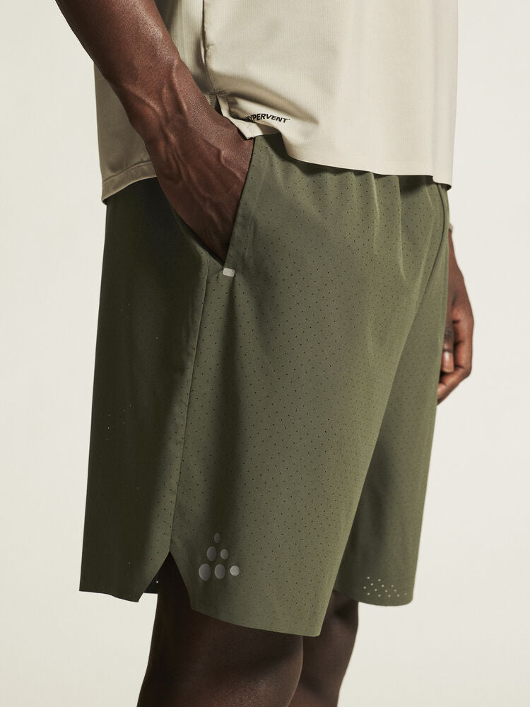 Craft PRO Hypervent Long Shorts 2 M. Gröna löparshorts för herr. Avslappnad passform