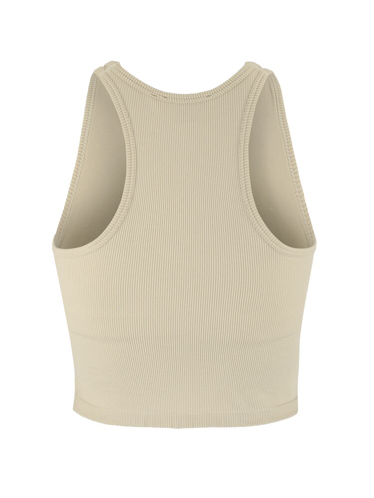 Craft Collective Rib Tank Top W. Sömnlös träningstopp i mjuk och ribbad kvalitet till dam. Kroppsnära passform och ribbad ytstruktur skapar skön och följsam känsla. Beige och med vit Craft etikett nedtill vänster fram. 