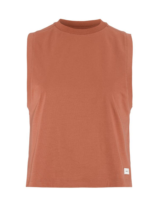 Craft Collective Relaxed SL Tee W. Avslappnad ärmlös t-shirt till dam för träning och vardag. Röd/brun nyans. Vit Craft etikett nedtill på vänster framsida. 