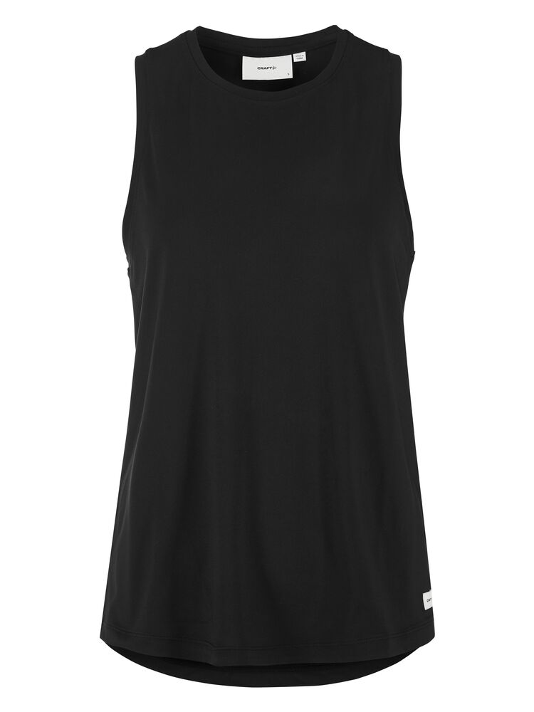 Craft Collective Singlet W. Svart träningslinne med racerback till dam. Rundad nedtill. Vit Craft etikett nedtill fram.