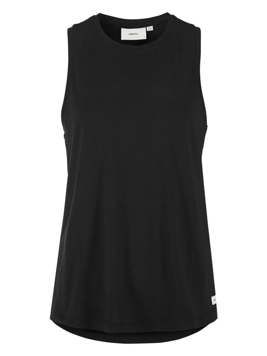 Craft Collective Singlet W. Svart träningslinne med racerback till dam. Rundad nedtill. Vit Craft etikett nedtill fram.