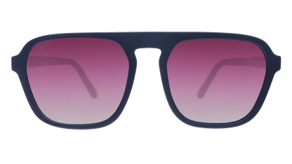 goodr Deja Vu Daydream. Fyrkantiga aviator-solglasögonen i mörkblå båge och lila gradientlinser. Dessa solglasögon kombinerar vintagekänsla med modern teknik och erbjuder både estetik och funktionalitet. 