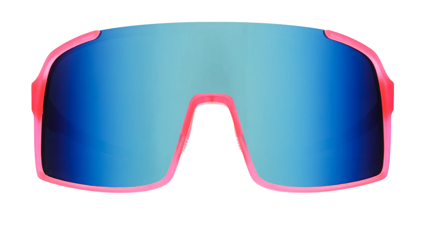 goodr Ready The Confetti Cannon. Rosa shield-solglasögon med spegelreflekterande linser.