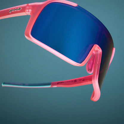 goodr Ready The Confetti Cannon. Rosa shield-solglasögon med spegelreflekterande linser.