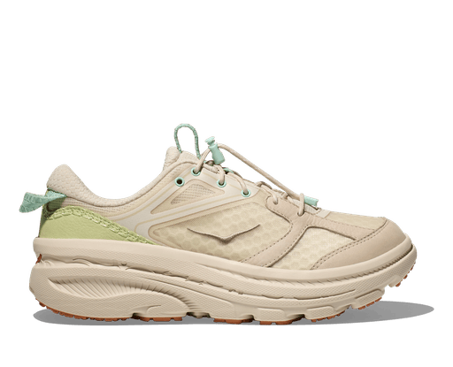 Hoka U Bondi B3 LS - Bekväm sko som håller dina fötter pigga under hela dagens äventyr.  Beige färg med Gröna