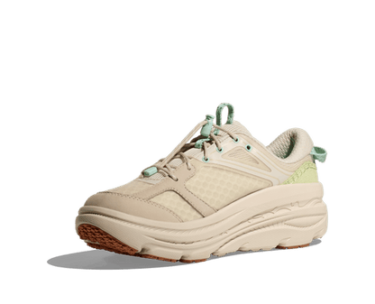 Hoka U Bondi B3 LS - Bekväm sko som håller dina fötter pigga under hela dagens äventyr.  Beige färg med Gröna