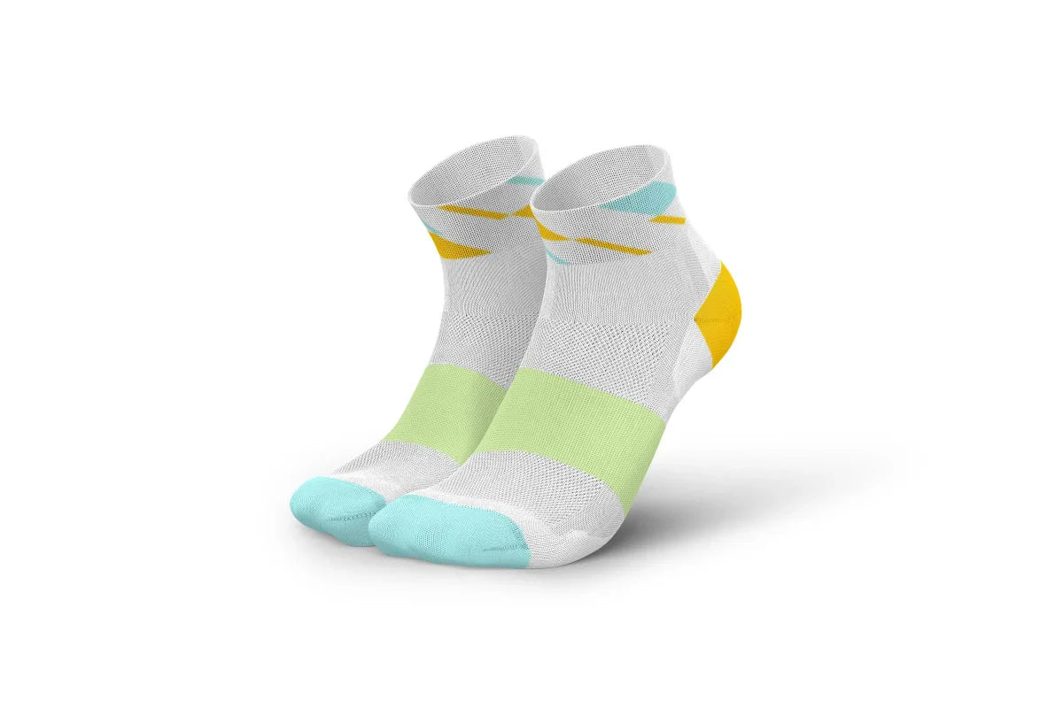Incylence Ultralight Angles Short Mint Yellow. Ultratunn strumpa för träning och bäst till löpning. Vit med gul